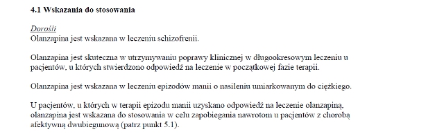 Wskazania wg ChPL