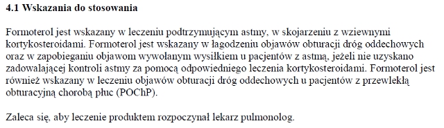 Wskazania wg ChPL