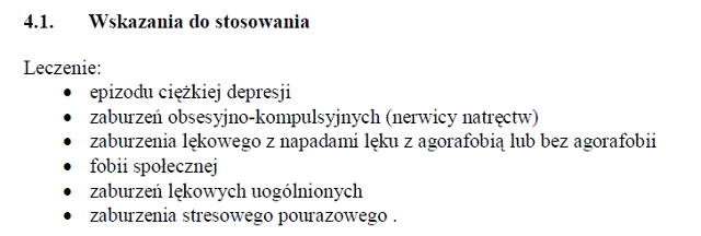 Wskazania wg ChPL