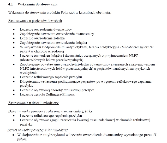 Wskazania wg ChPL