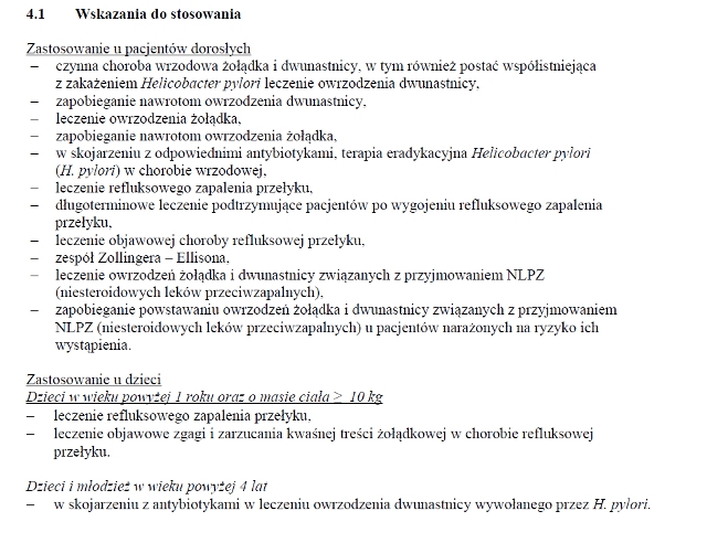 Wskazania wg ChPL