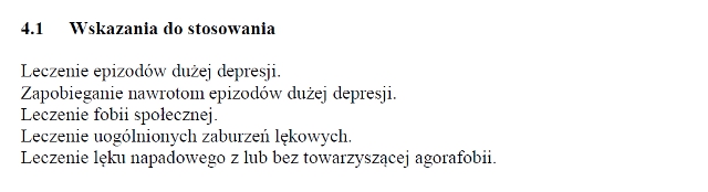 Wskazania wg ChPL