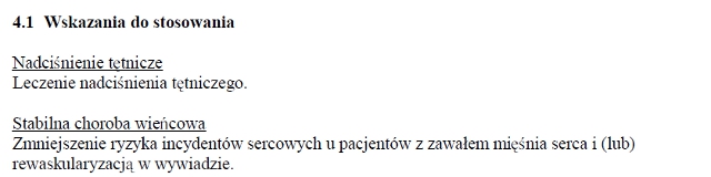 Wskazania wg ChPL