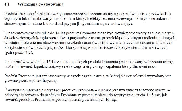 Wskazania wg ChPL