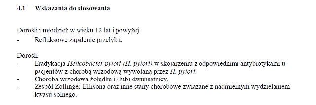Wskazania wg ChPL
