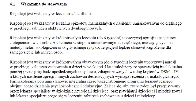 Wskazania wg ChPL