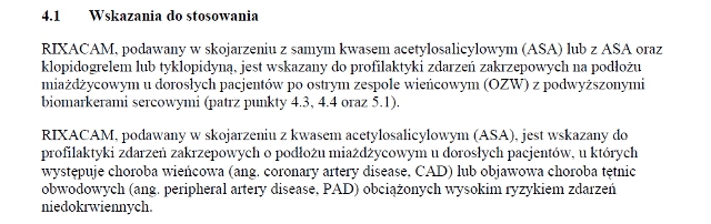 Wskazania wg ChPL