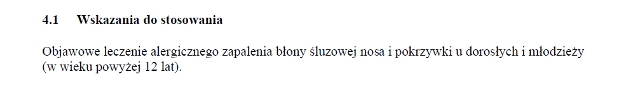 Wskazania wg ChPL