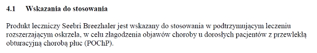Wskazania wg ChPL