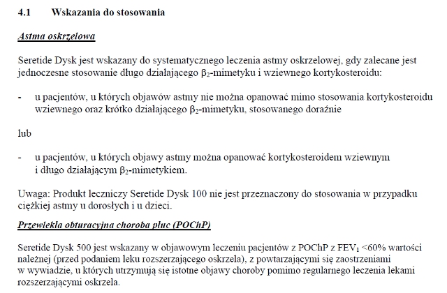 Wskazania wg ChPL