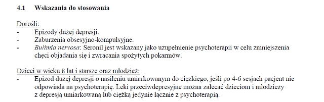 Wskazania wg ChPL