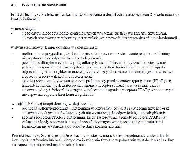 Wskazania wg ChPL