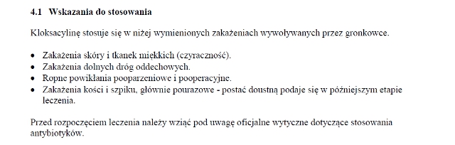 Wskazania wg ChPL