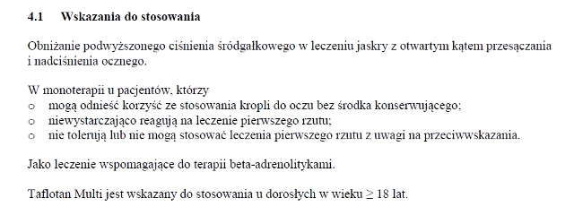 Wskazania wg ChPL