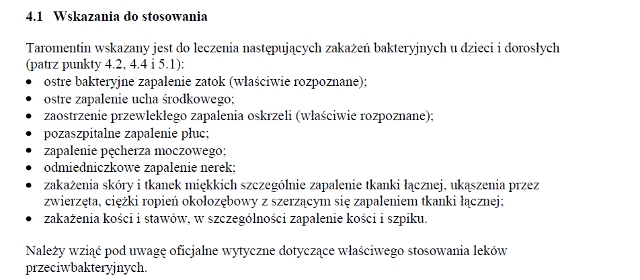 Wskazania wg ChPL