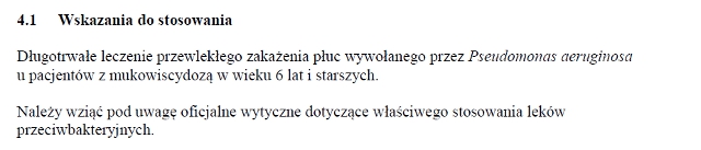 Wskazania wg ChPL