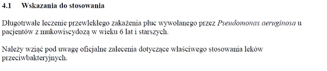 Wskazania wg ChPL