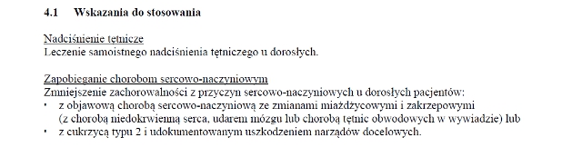 Wskazania wg ChPL