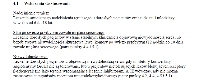 Wskazania wg ChPL