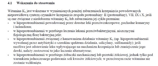Wskazania wg ChPL