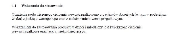 Wskazania wg ChPL