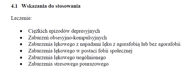 Wskazania wg ChPL