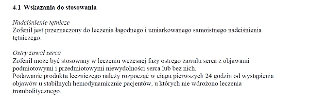 Wskazania wg ChPL