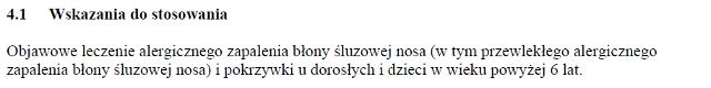 Wskazania wg ChPL
