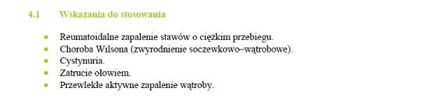 Wskazania wg ChPL