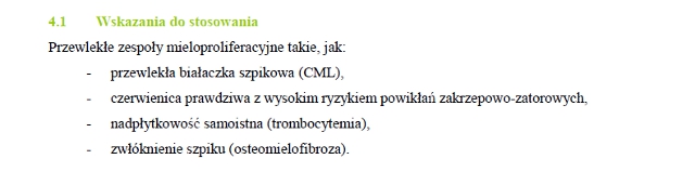Wskazania wg ChPL